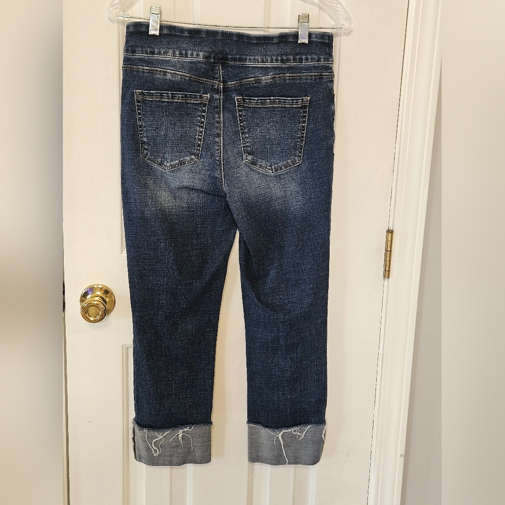 White House Black Market Dark Blue Slim Cropped Jeans Size 4 - Picture 2 of 4